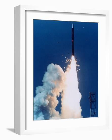 Test Launch of Midgetman Small Icbm Non-Operational System-null-Framed Photographic Print