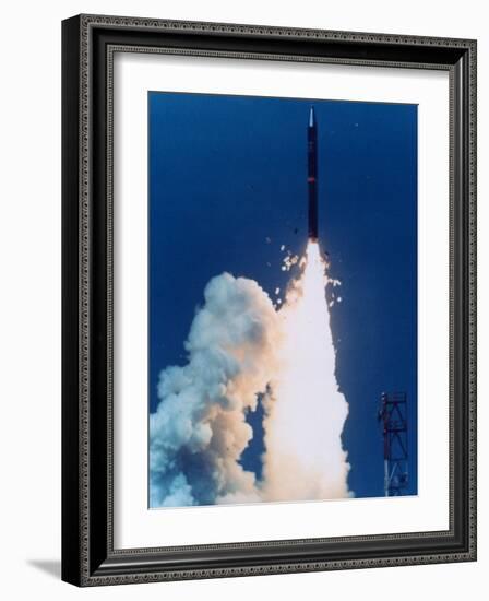 Test Launch of Midgetman Small Icbm Non-Operational System-null-Framed Photographic Print