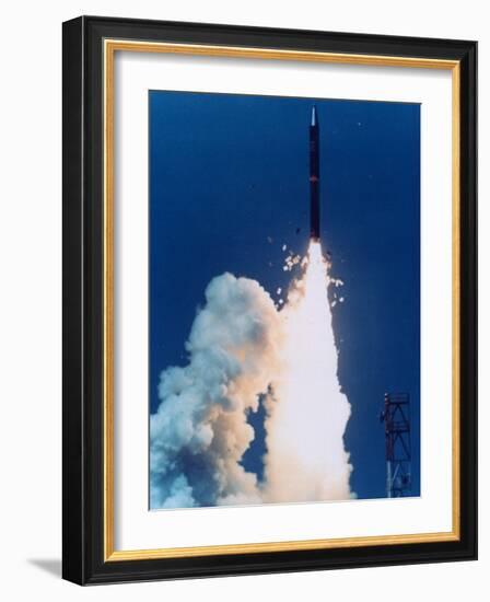 Test Launch of Midgetman Small Icbm Non-Operational System-null-Framed Photographic Print