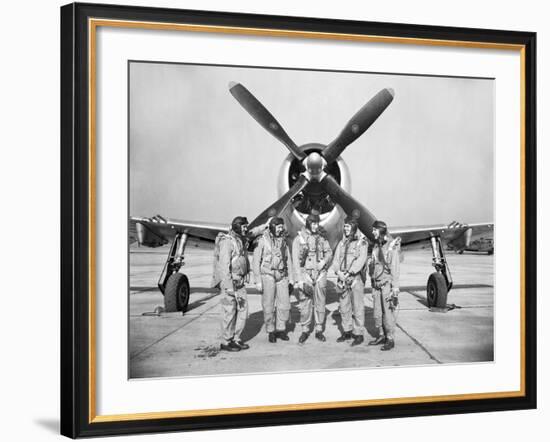 Test Pilots Stand in Front of a P-47 Thunderbolt-Stocktrek Images-Framed Photographic Print