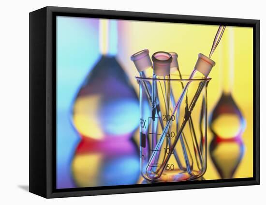 Test Tubes In Beaker with Pipette And Flasks-Tek Image-Framed Premier Image Canvas
