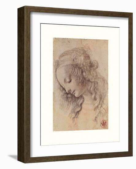 Testa Di Donna Di Profilo-Leonardo Da Vinci-Framed Giclee Print