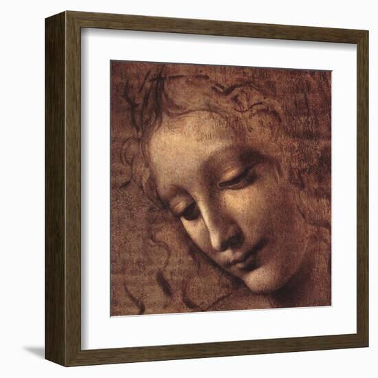 Testa di Faniciulla Detta (detail)-Leonardo da Vinci-Framed Art Print