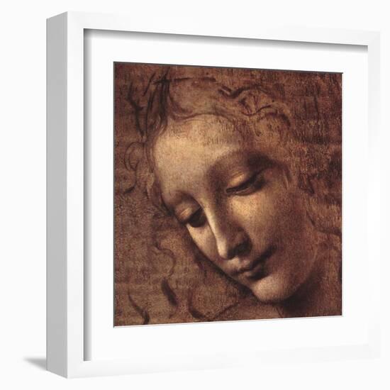 Testa di Faniciulla Detta (detail)-Leonardo da Vinci-Framed Art Print