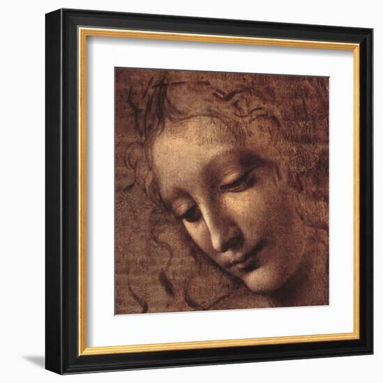 Testa di Faniciulla Detta (detail)-Leonardo da Vinci-Framed Art Print