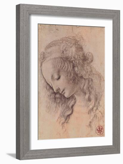 Testa di Giovinetta-Leonardo da Vinci-Framed Art Print