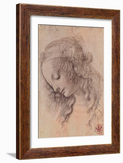 Testa di Giovinetta-Leonardo da Vinci-Framed Art Print