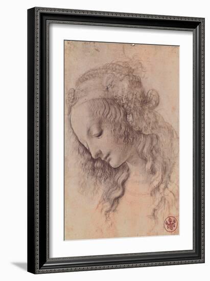 Testa di Giovinetta-Leonardo da Vinci-Framed Art Print