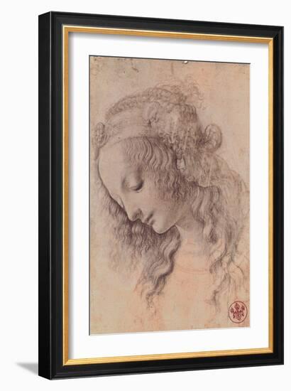 Testa di Giovinetta-Leonardo da Vinci-Framed Art Print