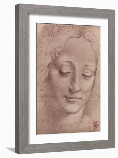 Testa di Giovinetta-Leonardo da Vinci-Framed Art Print