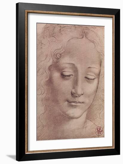 Testa di Giovinetta-Leonardo da Vinci-Framed Art Print