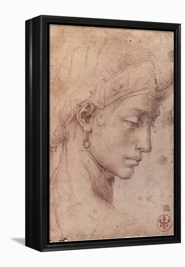 Testa Femminile di Profilo-Michelangelo Buonarroti-Framed Stretched Canvas