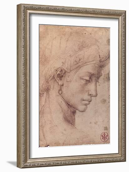 Testa Femminile di Profilo-Michelangelo Buonarroti-Framed Art Print