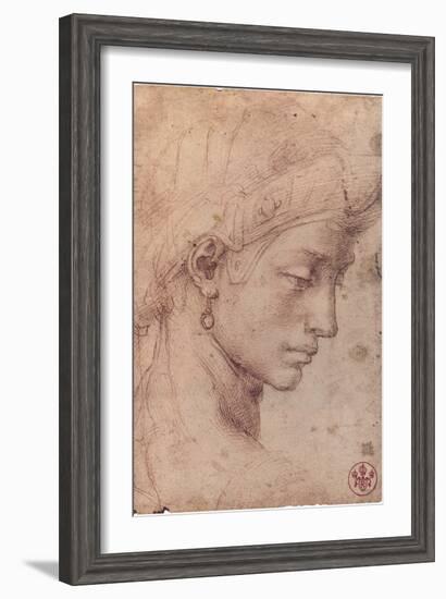 Testa Femminile di Profilo-Michelangelo Buonarroti-Framed Art Print