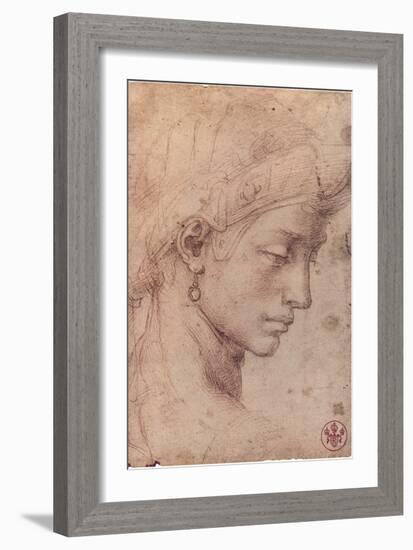 Testa Femminile di Profilo-Michelangelo Buonarroti-Framed Art Print