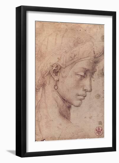 Testa Femminile di Profilo-Michelangelo Buonarroti-Framed Art Print