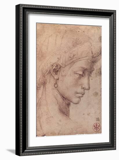 Testa Femminile di Profilo-Michelangelo Buonarroti-Framed Art Print