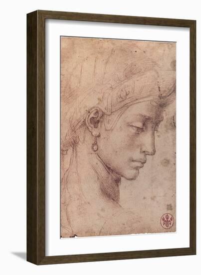 Testa Femminile di Profilo-Michelangelo Buonarroti-Framed Premium Giclee Print