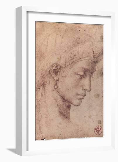 Testa Femminile di Profilo-Michelangelo Buonarroti-Framed Premium Giclee Print