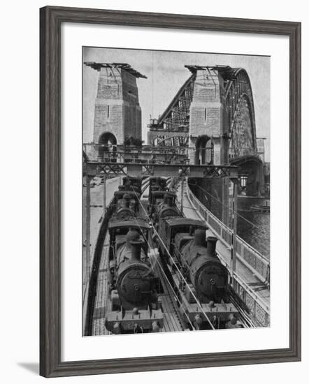 Testing Sydney Harbour Bridge by Driving Four Locomotives on Each of the Two Railway Tracks-null-Framed Photographic Print