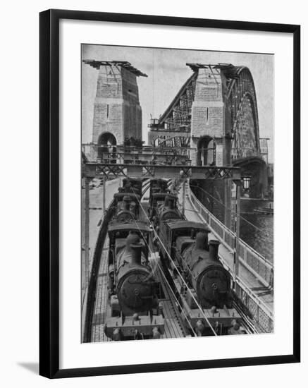 Testing Sydney Harbour Bridge by Driving Four Locomotives on Each of the Two Railway Tracks-null-Framed Photographic Print