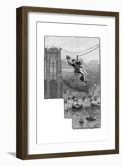 Testing the Cables on Brooklyn Bridge, C1900-null-Framed Giclee Print