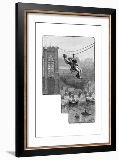 Testing the Cables on Brooklyn Bridge, C1900-null-Framed Giclee Print