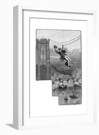 Testing the Cables on Brooklyn Bridge, C1900-null-Framed Giclee Print