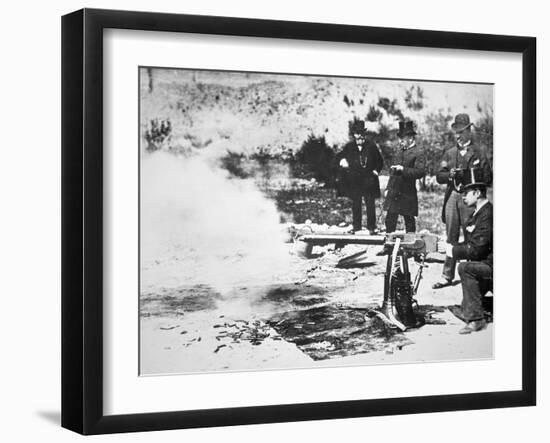 Testing the First Maxim Machine Gun, 1885 (B/W Photo)-English Photographer-Framed Giclee Print