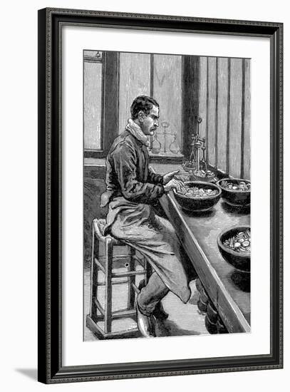 Testing the Weight of Gold Pieces, Paris Mint, 1892-null-Framed Giclee Print