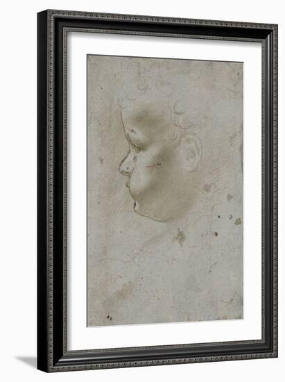 Tête d'enfant de trois quarts-Leonardo da Vinci-Framed Giclee Print