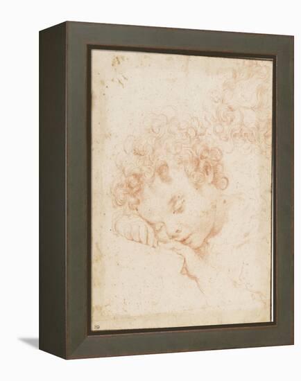 Tête d'enfant dormant et détail de chevelure bouclée-Carlo Dolci-Framed Premier Image Canvas