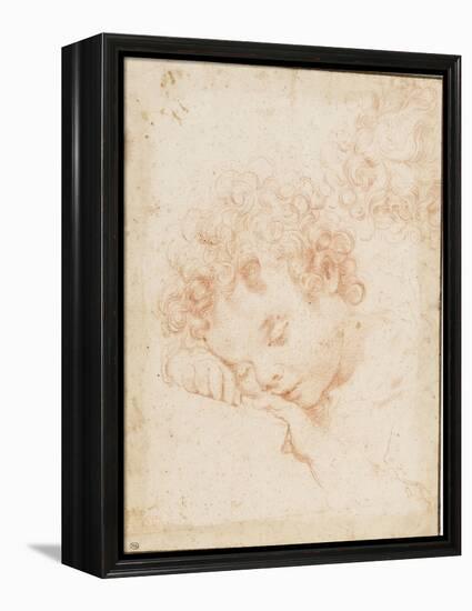 Tête d'enfant dormant et détail de chevelure bouclée-Carlo Dolci-Framed Premier Image Canvas