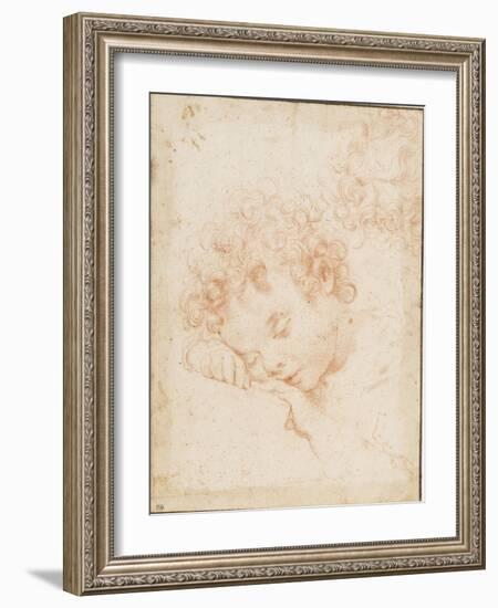 Tête d'enfant dormant et détail de chevelure bouclée-Carlo Dolci-Framed Giclee Print