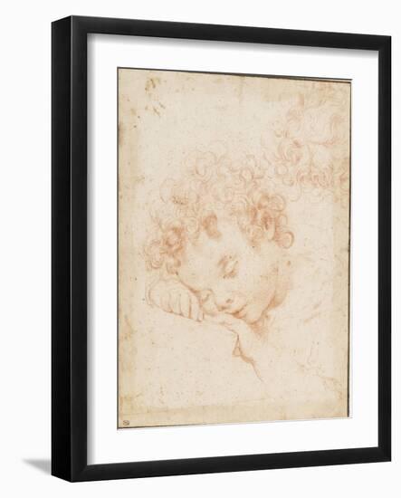 Tête d'enfant dormant et détail de chevelure bouclée-Carlo Dolci-Framed Giclee Print