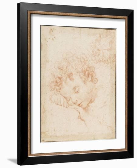 Tête d'enfant dormant et détail de chevelure bouclée-Carlo Dolci-Framed Giclee Print