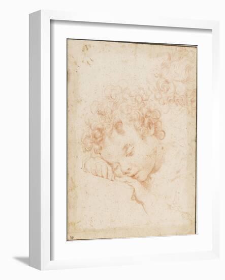 Tête d'enfant dormant et détail de chevelure bouclée-Carlo Dolci-Framed Giclee Print