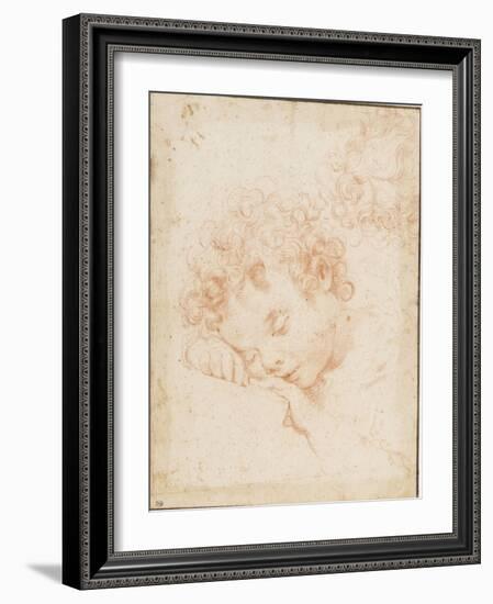 Tête d'enfant dormant et détail de chevelure bouclée-Carlo Dolci-Framed Giclee Print