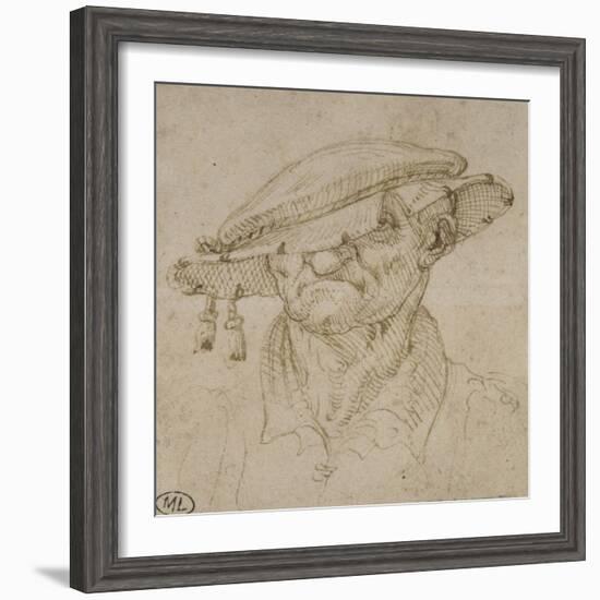 Tête d'homme coiffé d'un béret-Leonardo da Vinci-Framed Giclee Print