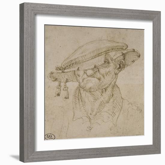 Tête d'homme coiffé d'un béret-Leonardo da Vinci-Framed Giclee Print