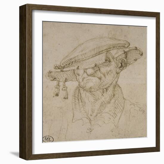 Tête d'homme coiffé d'un béret-Leonardo da Vinci-Framed Giclee Print