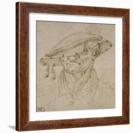 Tête d'homme coiffé d'un béret-Leonardo da Vinci-Framed Giclee Print