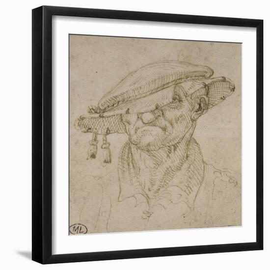 Tête d'homme coiffé d'un béret-Leonardo da Vinci-Framed Giclee Print