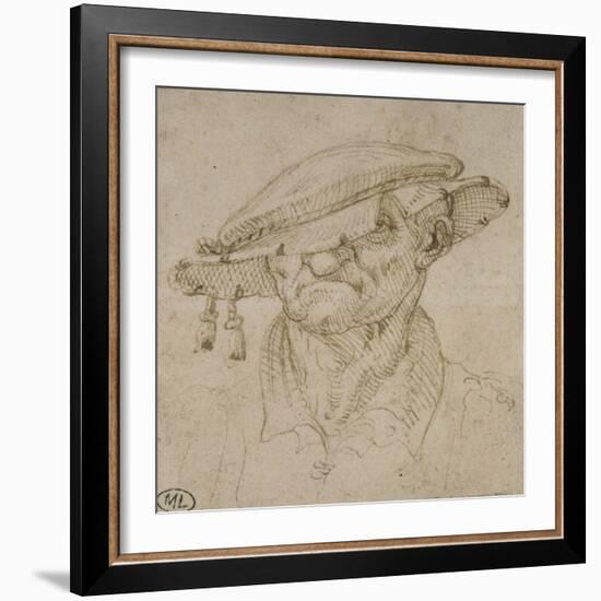 Tête d'homme coiffé d'un béret-Leonardo da Vinci-Framed Giclee Print