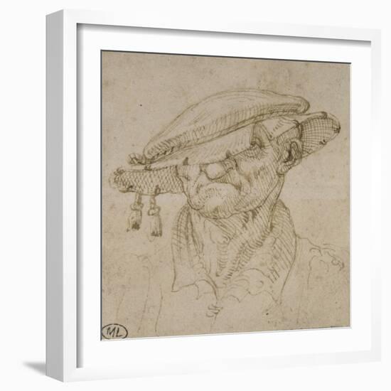 Tête d'homme coiffé d'un béret-Leonardo da Vinci-Framed Giclee Print