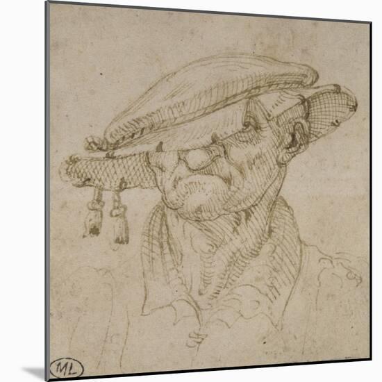Tête d'homme coiffé d'un béret-Leonardo da Vinci-Mounted Giclee Print