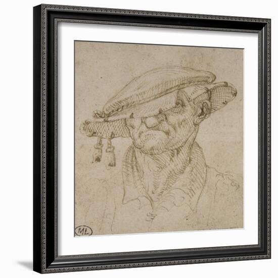 Tête d'homme coiffé d'un béret-Leonardo da Vinci-Framed Giclee Print