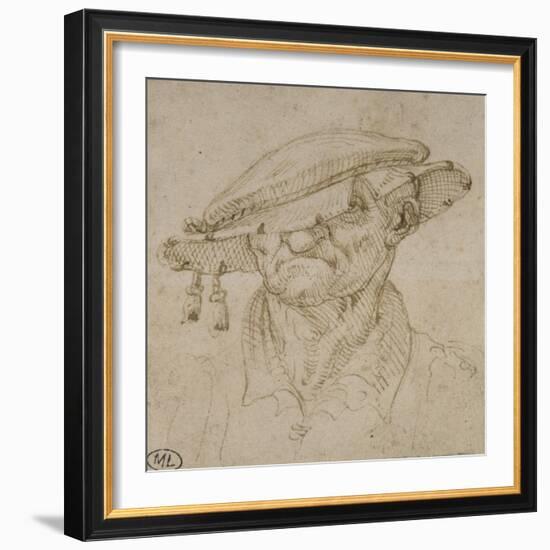 Tête d'homme coiffé d'un béret-Leonardo da Vinci-Framed Giclee Print