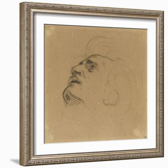 Tête d'homme renversé en arrière-Eugene Delacroix-Framed Giclee Print