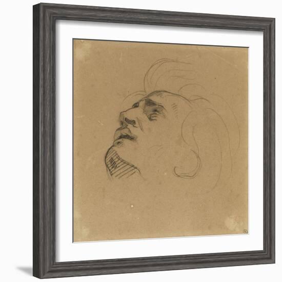 Tête d'homme renversé en arrière-Eugene Delacroix-Framed Giclee Print